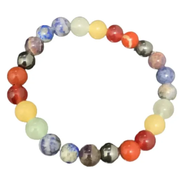 Multicolor_Seven_Chakra_Tumble_Beads_Stretchable_Bracelet