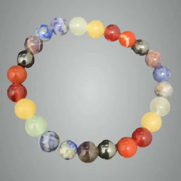Multicolor_Seven_Chakra_Tumble_Beads_Stretchable_Bracelet