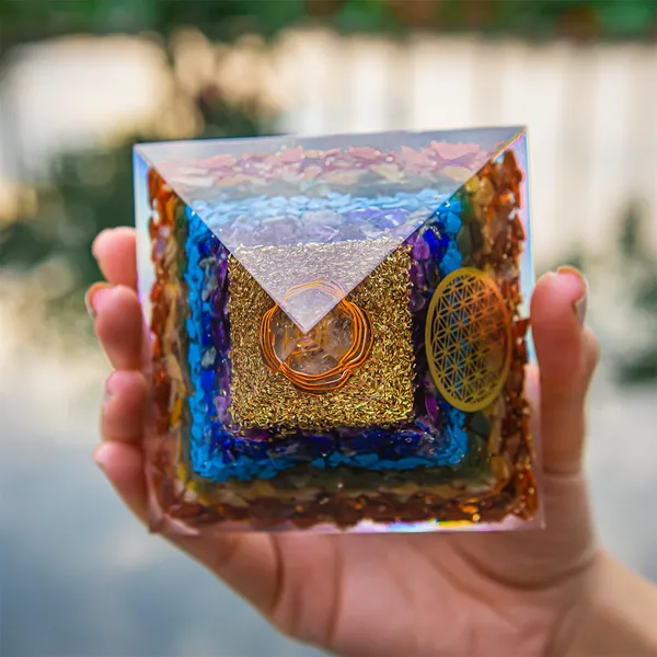 Multicolour_7_Chakra_Pyramid/Seven_Chakra_Crystal_Pyramid_For_Vastu_Correction,_Home_&_Office/Brings_Wealth,_Health,_Good_Luck,_Prosperity,_Positivity_&_Chakra_Healing_(4_Inch)