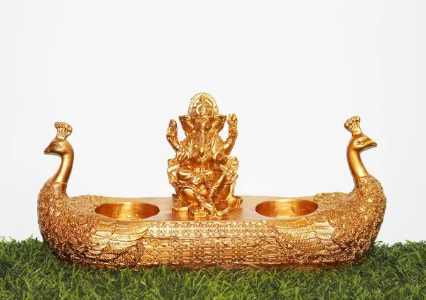 Gold_Peacock_Diya_Stand_|_Multicolor_Stonework_Traditional_Handcrafted_Annapakshi_Floral_Diya_Stand_|_Home_Decor/Gift_Item_|_7_Inches