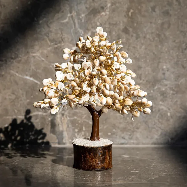White_Gomati_Chakra_Tree_|_Shell_Crystal_Tree_For_Vastu,_Positive_Energy_|_Handmade_Feng_Shui_Tree_With_Wooden_Base_|_Seashell_Gem_Tree_For_Gift,_Meditation_&_Decoration_(500_Beads)