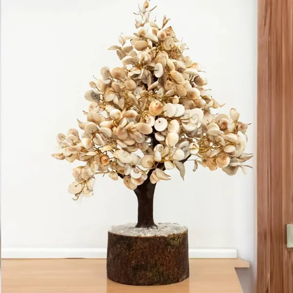 White_Gomati_Chakra_Tree_|_Shell_Crystal_Tree_For_Vastu,_Positive_Energy_|_Handmade_Feng_Shui_Tree_With_Wooden_Base_|_Seashell_Gem_Tree_For_Gift,_Meditation_&_Decoration_(500_Beads)