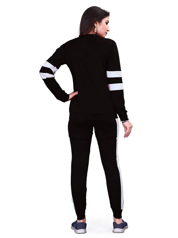 Black_Cotton_Blend_Striped_Regular_Track_Suit_For_Women