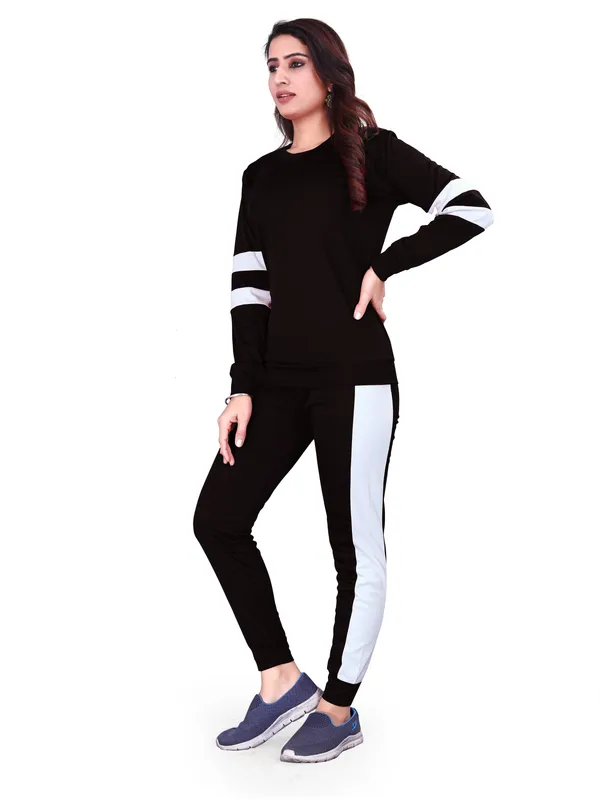 Black_Cotton_Blend_Striped_Regular_Track_Suit_For_Women