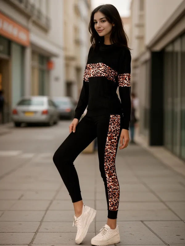 Multicolor_Cotton_Blend_Animal_Print_Regular_Track_Suit_For_Women
