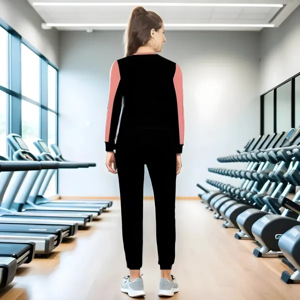 Orange_&_Black_Cotton_Blend_Colorblock_Regular_Track_Suit_For_Women