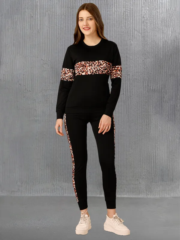 Black_&_Brown_Cotton_Blend_Animal_Print_Regular_Track_Suit_For_Women