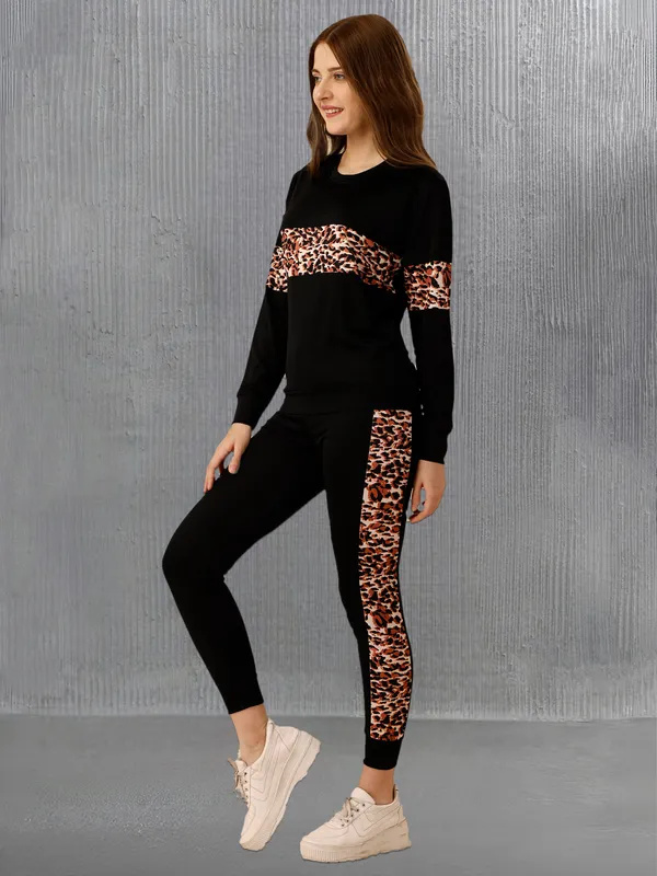 Black_&_Brown_Cotton_Blend_Animal_Print_Regular_Track_Suit_For_Women