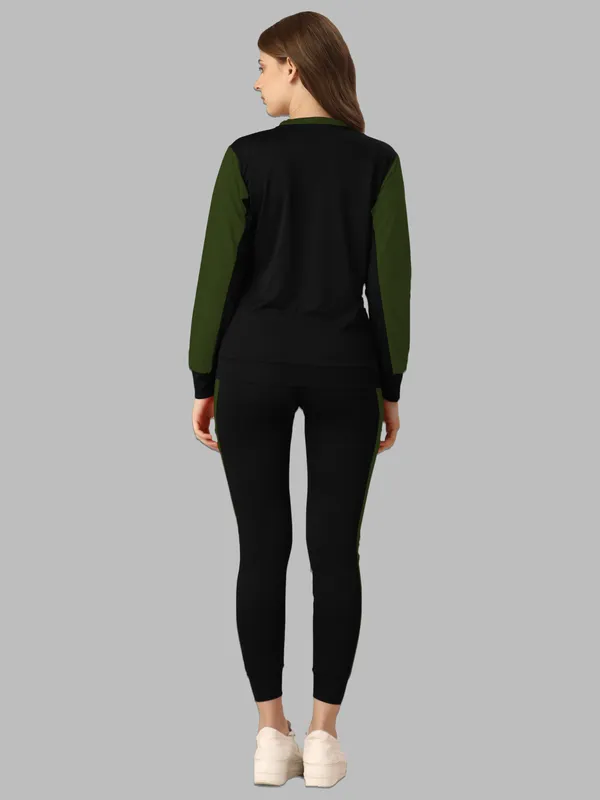 Green_&_Black_Cotton_Blend_Colorblock_Regular_Track_Suit_For_Women