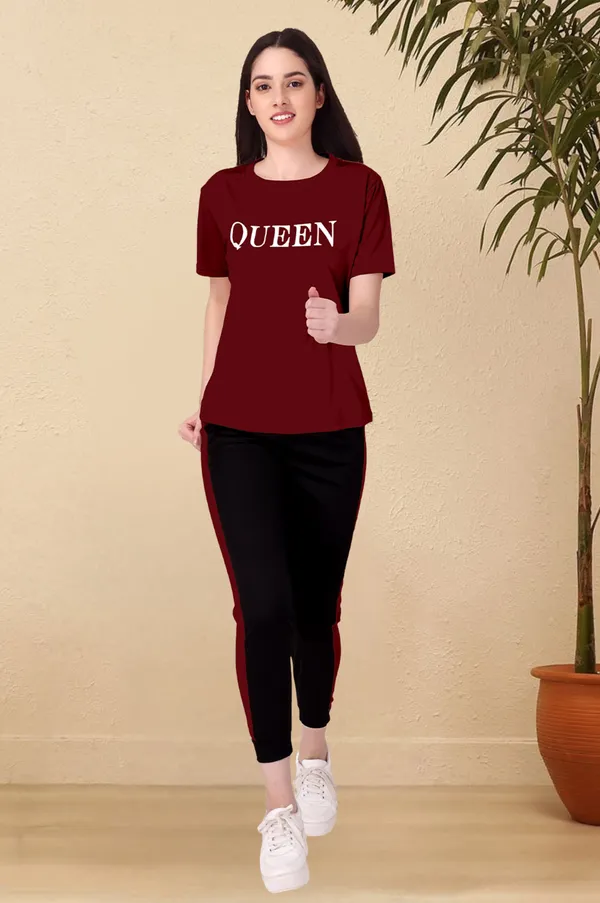 Maroon_&_Black_Cotton_Blend_Striped_Regular_Track_Suit_For_Women