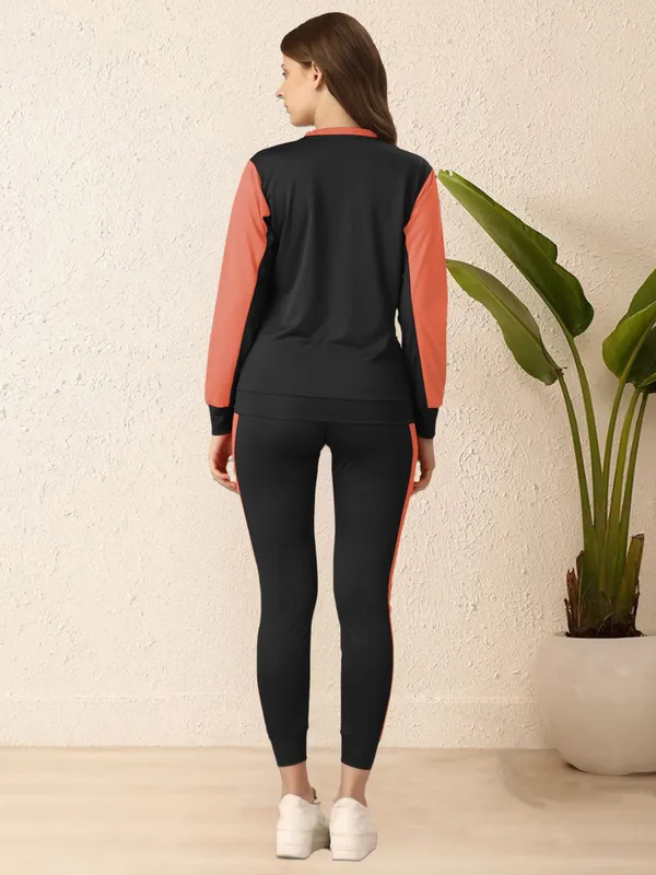 Orange_&_Black_Cotton_Blend_Colorblock_Regular_Track_Suit_For_Women