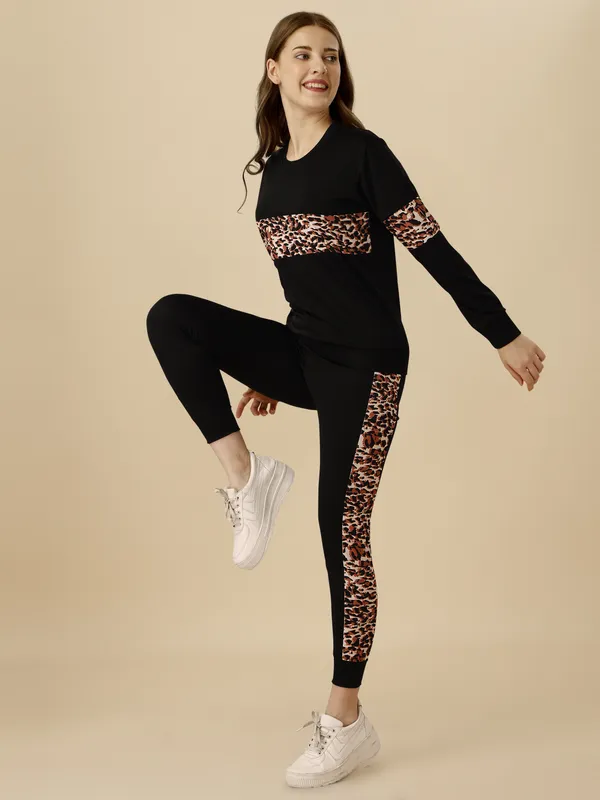 Black_Cotton_Blend_Striped_Regular_Track_Suit_For_Women