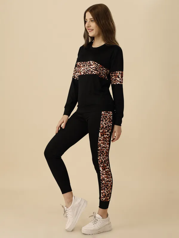 Black_Cotton_Blend_Striped_Regular_Track_Suit_For_Women