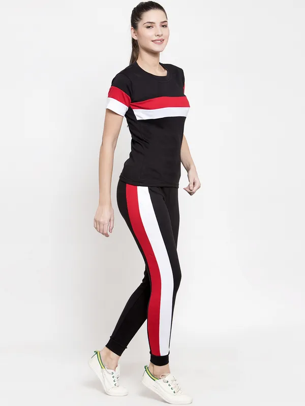 Black_&_Red_&_White_Cotton_Blend_Solid_Regular_Track_Suit_For_Women