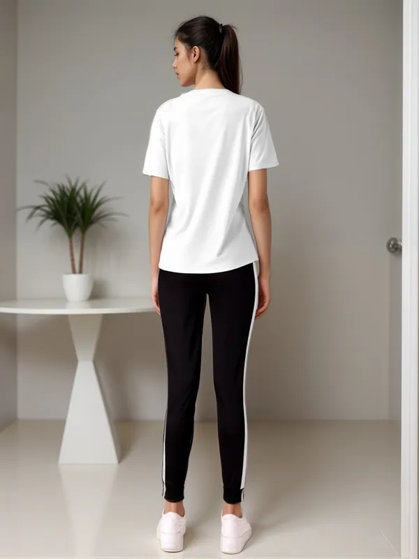 White_&_Black_Cotton_Blend_Printed_Regular_Track_Suit_For_Women