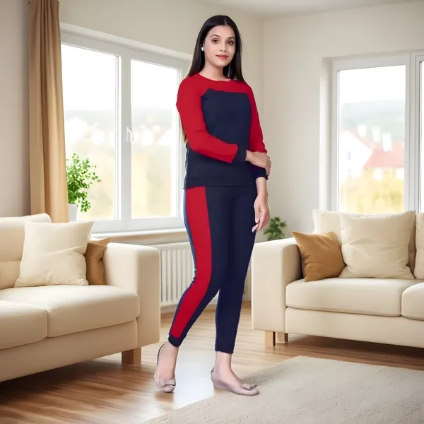 Red_Cotton_Lycra_Blend_Colorblock_Regular_Track_Suit_For_Women