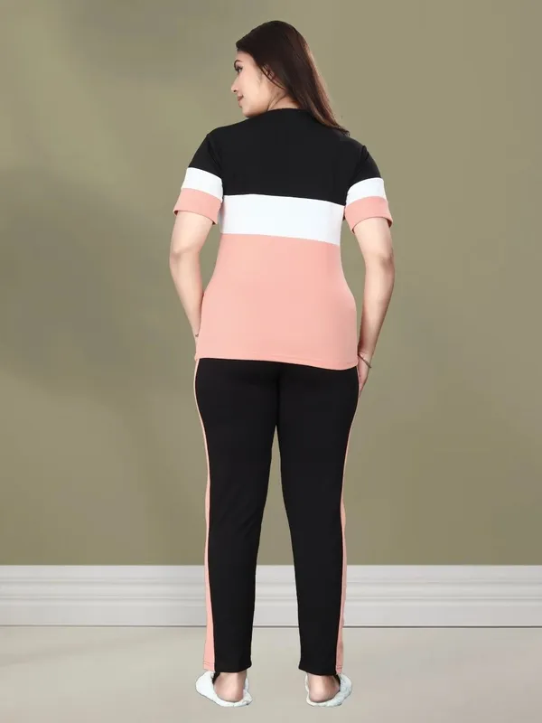 MF_WITH_SQUARE_Women_Black_Peach_Color_Block_Cotton_Blend_Tracksuit_Set_with_Pocket_|_Half_Sleeve_T-Shirt_&_Slim_Fit_Track_Pants_|_Stylish_Casual_Co-Ord_Set