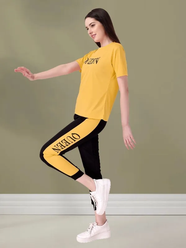 MF_With_Square_Women's_Printed_Round_Neck_T-Shirt_&_Track_Pants_Set