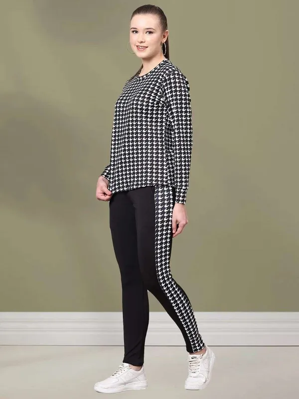 MF_Women_Houndstooth_Printed_Tracksuit_Set_with_Pocket_|_Full_Sleeve_Round_Neck_Top_&_Black_Track_Pants_|_Stylish_Sportswear_Co-Ord_Set_for_Gym,_Yoga,_Jogging,_Running_&_Casual_Wear