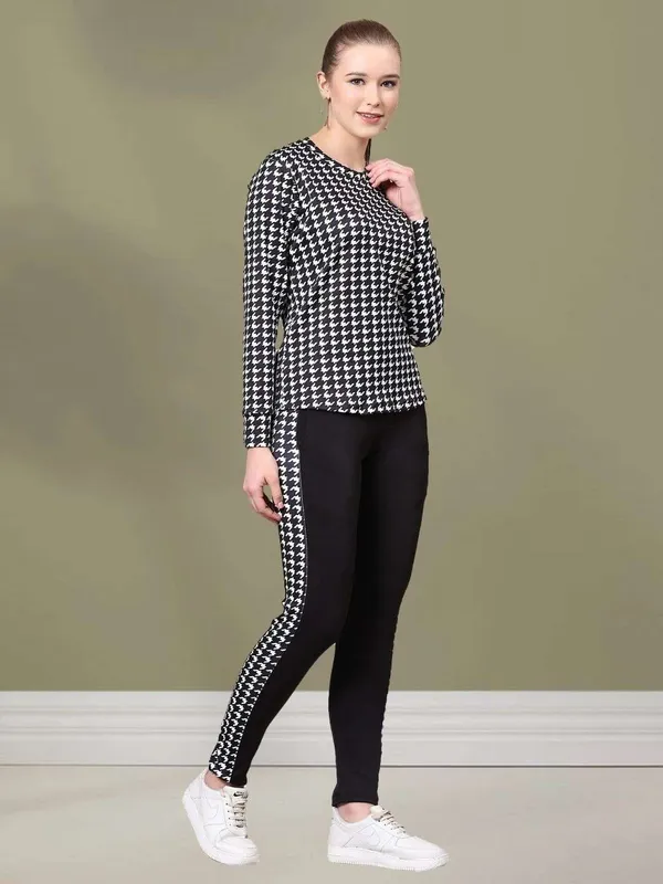 MF_Women_Houndstooth_Printed_Tracksuit_Set_with_Pocket_|_Full_Sleeve_Round_Neck_Top_&_Black_Track_Pants_|_Stylish_Sportswear_Co-Ord_Set_for_Gym,_Yoga,_Jogging,_Running_&_Casual_Wear