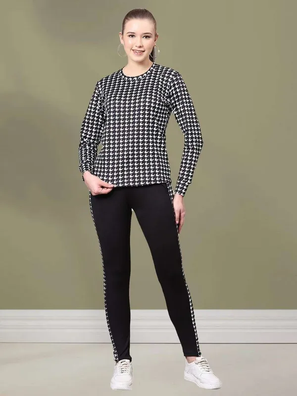 MF_Women_Houndstooth_Printed_Tracksuit_Set_with_Pocket_|_Full_Sleeve_Round_Neck_Top_&_Black_Track_Pants_|_Stylish_Sportswear_Co-Ord_Set_for_Gym,_Yoga,_Jogging,_Running_&_Casual_Wear