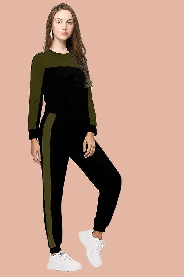Green_&_Black_Cotton_Blend_Striped_Regular_Track_Suit_For_Women