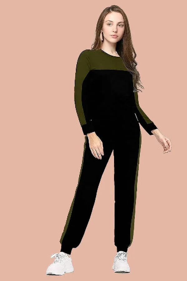 Green_&_Black_Cotton_Blend_Striped_Regular_Track_Suit_For_Women