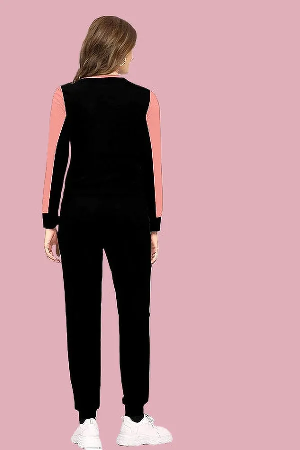 Orange_&_Black_Cotton_Blend_Striped_Regular_Track_Suit_For_Women