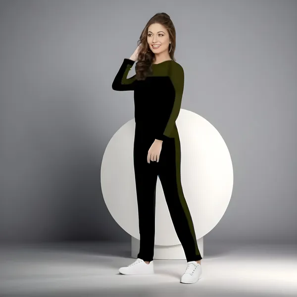 Green_&_Black_Cotton_Blend_Striped_Regular_Track_Suit_For_Women