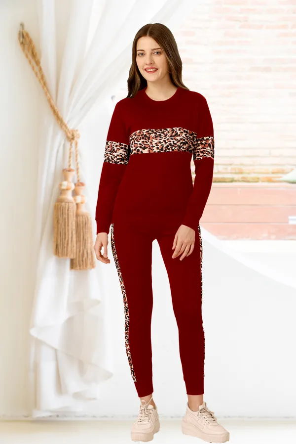 Multicolor_Cotton_Blend_Animal_Print_Regular_Track_Suit_For_Women