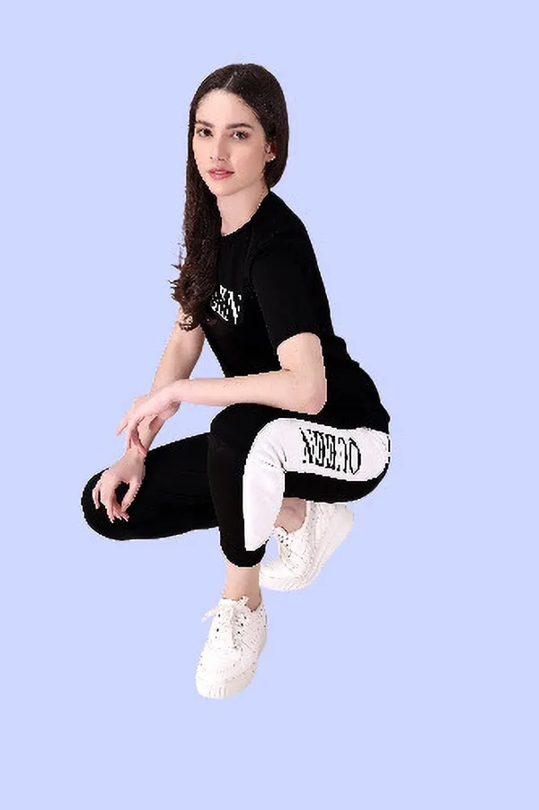 Black_&_White_Cotton_Blend_Striped_Regular_Track_Suit_For_Women
