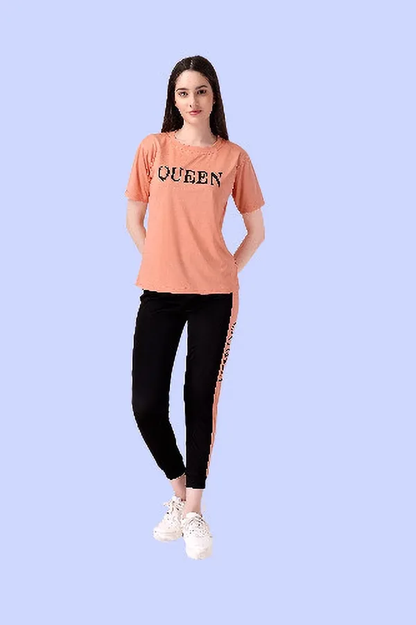 Orange_&_Black_Cotton_Blend_Striped_Regular_Track_Suit_For_Women