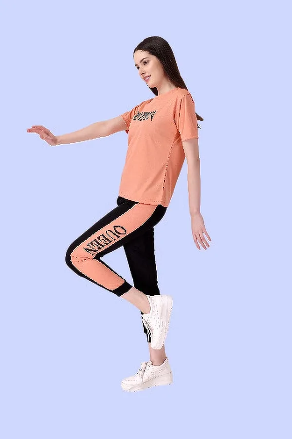 Orange_&_Black_Cotton_Blend_Striped_Regular_Track_Suit_For_Women