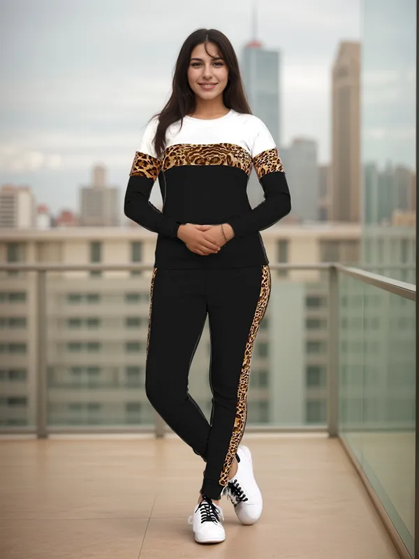 Multicolor_Cotton_Blend_Animal_Print_&_Colorblock_Regular_Track_Suit_For_Women