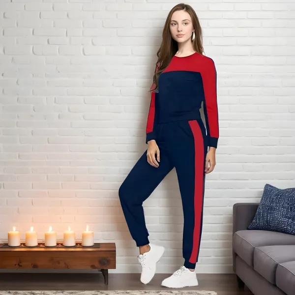 Red_Cotton_Lycra_Blend_Striped_Regular_Track_Suit_For_Women