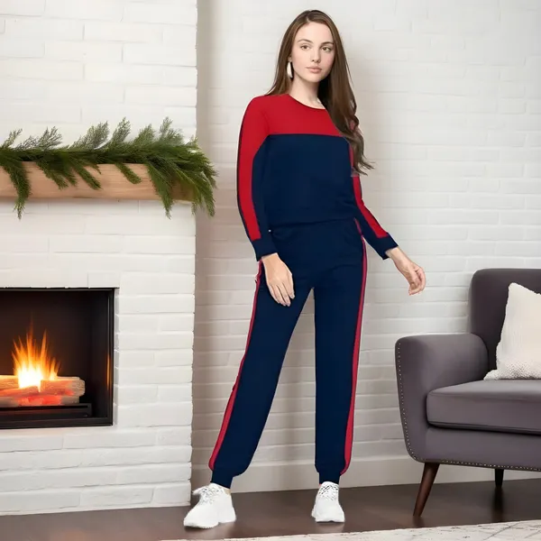 Red_Cotton_Lycra_Blend_Striped_Regular_Track_Suit_For_Women