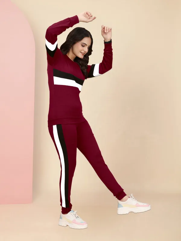 Women'_Maroon_Striped_Summer_Track_Suits_/_Activewear_/_Yogawear_/_Gymwea_/_winterwear_/_track_suit_for_women_summer_/_new_track_suit_/_track_suit_girls_/_track_suit_tranding_/_tracksuit_/_track_pant_.