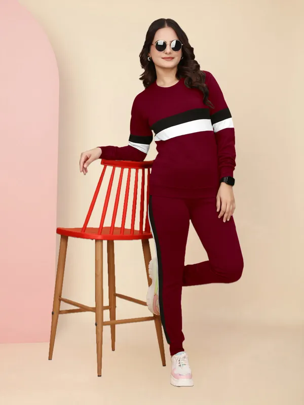 Women'_Maroon_Striped_Summer_Track_Suits_/_Activewear_/_Yogawear_/_Gymwea_/_winterwear_/_track_suit_for_women_summer_/_new_track_suit_/_track_suit_girls_/_track_suit_tranding_/_tracksuit_/_track_pant_.