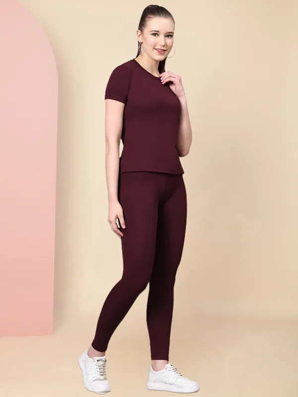 Wine_Activewear_T-Shirt_and_Leggings_Set_–_Stretchable_Sportswear_for_Fitness,_Yoga,_and_Daily_Wear