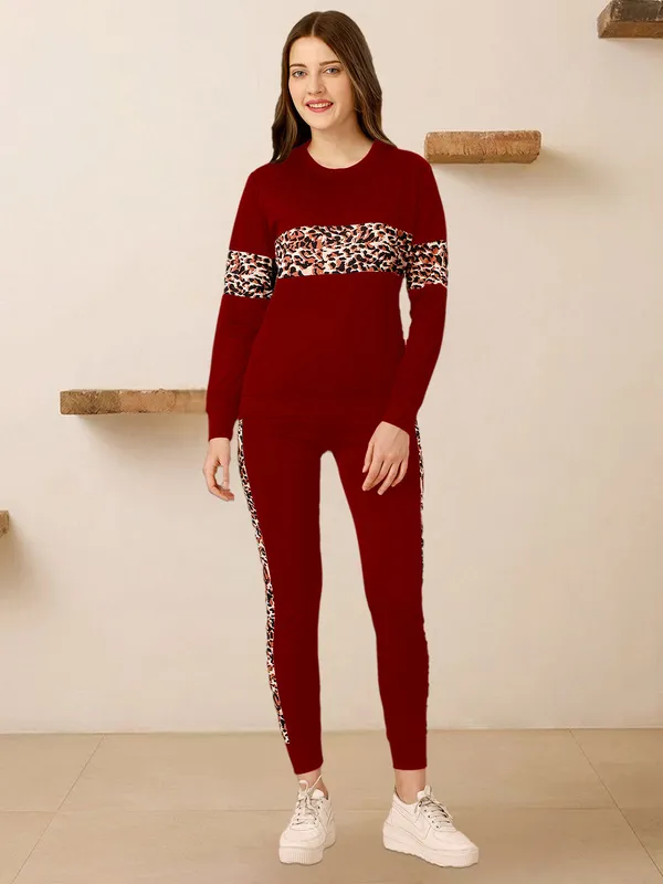 Women’s_Maroon_Leopard_Stripe_Activewear_Co-Ord_Set_|_Gym,_Running_&_Yoga_Wear