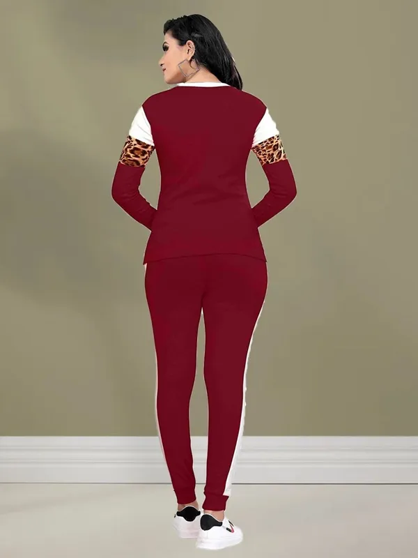 Women's_Maroon_Poly_Cotton_Tracksuit_Set_with_Leopard_Print_Panel_&_Side_Stripe,_Full_Sleeve_Stylish_Co-Ord_Set_for_Casual_Wear,_Gym,_Travel_&_Lounge_Wear