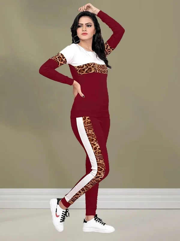 Women's_Maroon_Poly_Cotton_Tracksuit_Set_with_Leopard_Print_Panel_&_Side_Stripe,_Full_Sleeve_Stylish_Co-Ord_Set_for_Casual_Wear,_Gym,_Travel_&_Lounge_Wear