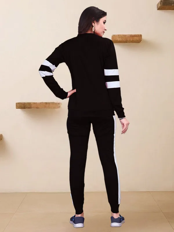 Women’s_Stylish_Black_Solid_Track_Suit_with_White_Stripe_Detailing_–_Full_Sleeve_Top_&_Slim_Fit_Track_Pants_Set