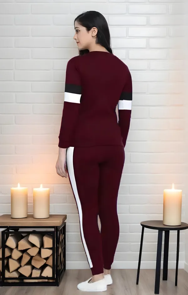 Maroon_&_White_&_Black_Cotton_Blend_Striped_Regular_Track_Suit_For_Women