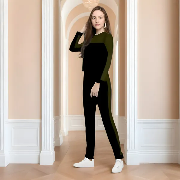Green_&_Black_Cotton_Blend_Striped_Regular_Track_Suit_For_Women