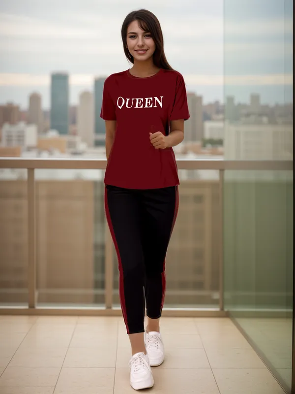 Maroon_&_Black_Cotton_Blend_Printed_Regular_Track_Suit_For_Women