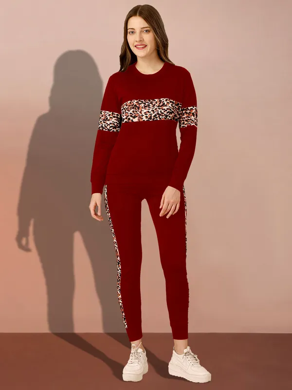 Multicolor_Cotton_Blend_Animal_Print_Regular_Track_Suit_For_Women