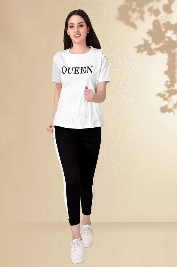 White_&_Black_Cotton_Blend_Printed_Regular_Track_Suit_For_Women