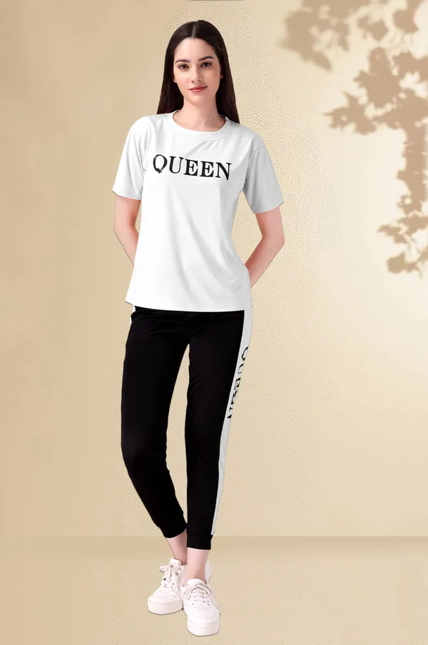 White_&_Black_Cotton_Blend_Printed_Regular_Track_Suit_For_Women