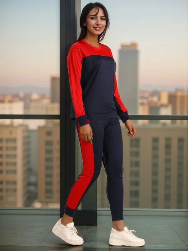 Red_&_Black_Cotton_Blend_Striped_Regular_Track_Suit_For_Women